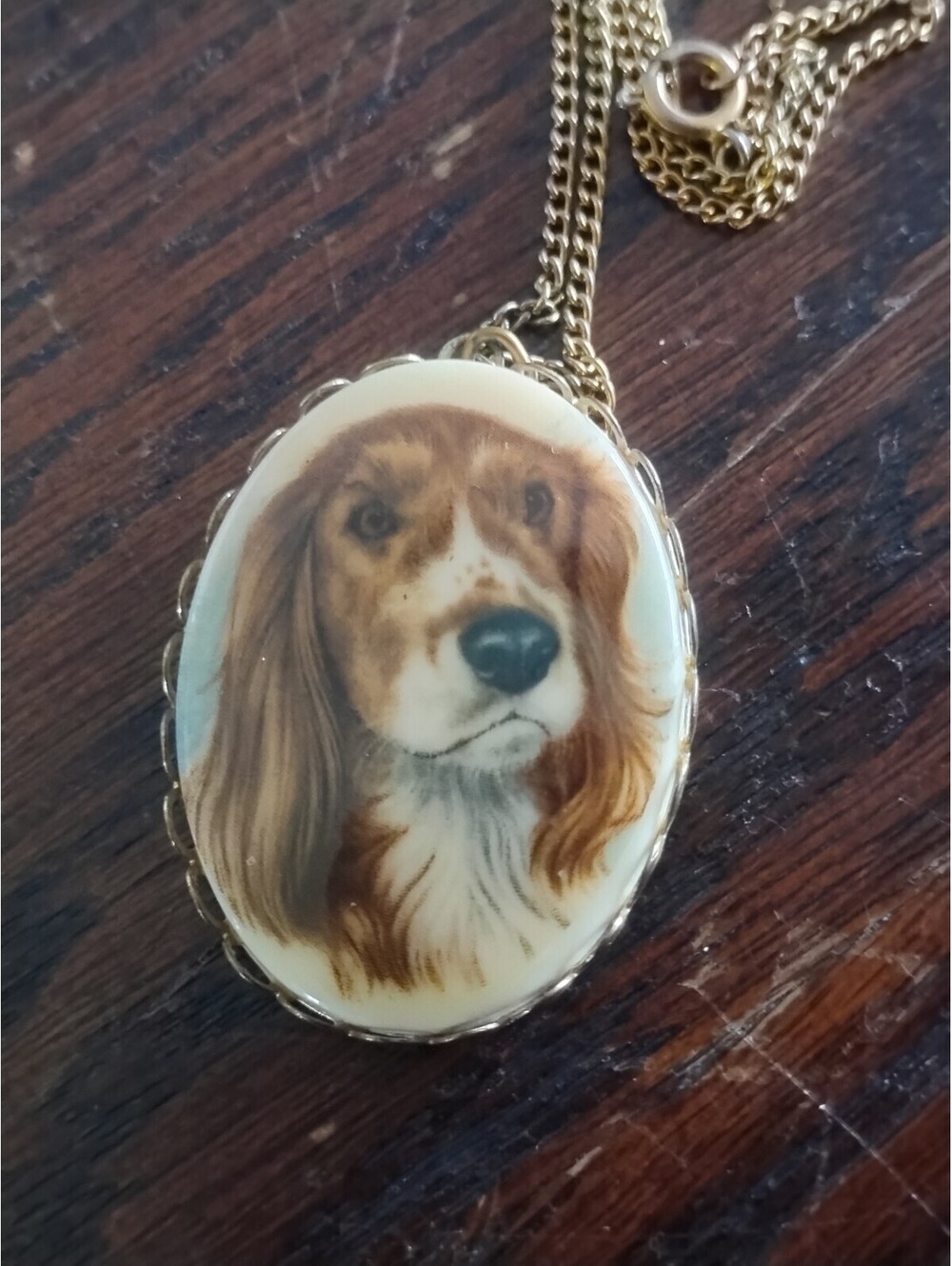 Vintage cocker spaniel 22 inch gold tone necklace